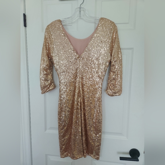 Lulus Gold Sequin Dress Size Large - Picture 2 of 8